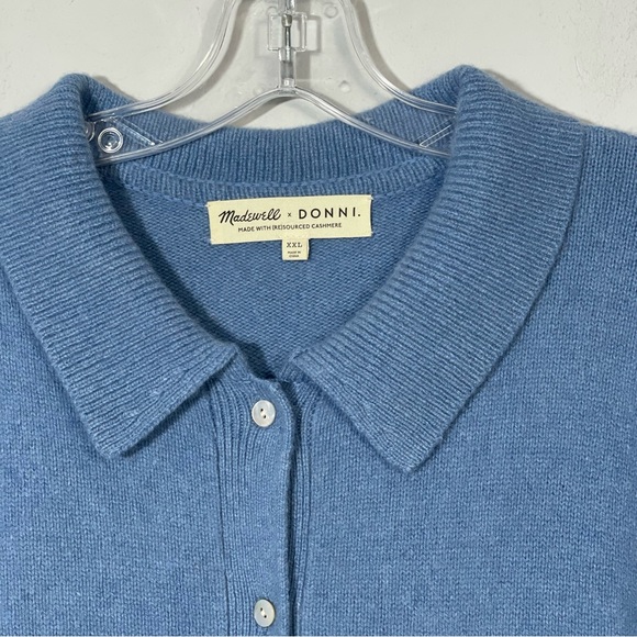Madewell × DONNI Re(sourced) Cashmere Merino Shirt Jacket Blue Shaket Size XXL - Picture 8 of 13